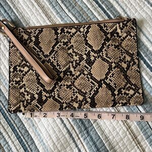 Snake Print Clutch in Tan and Black. Perfect condition